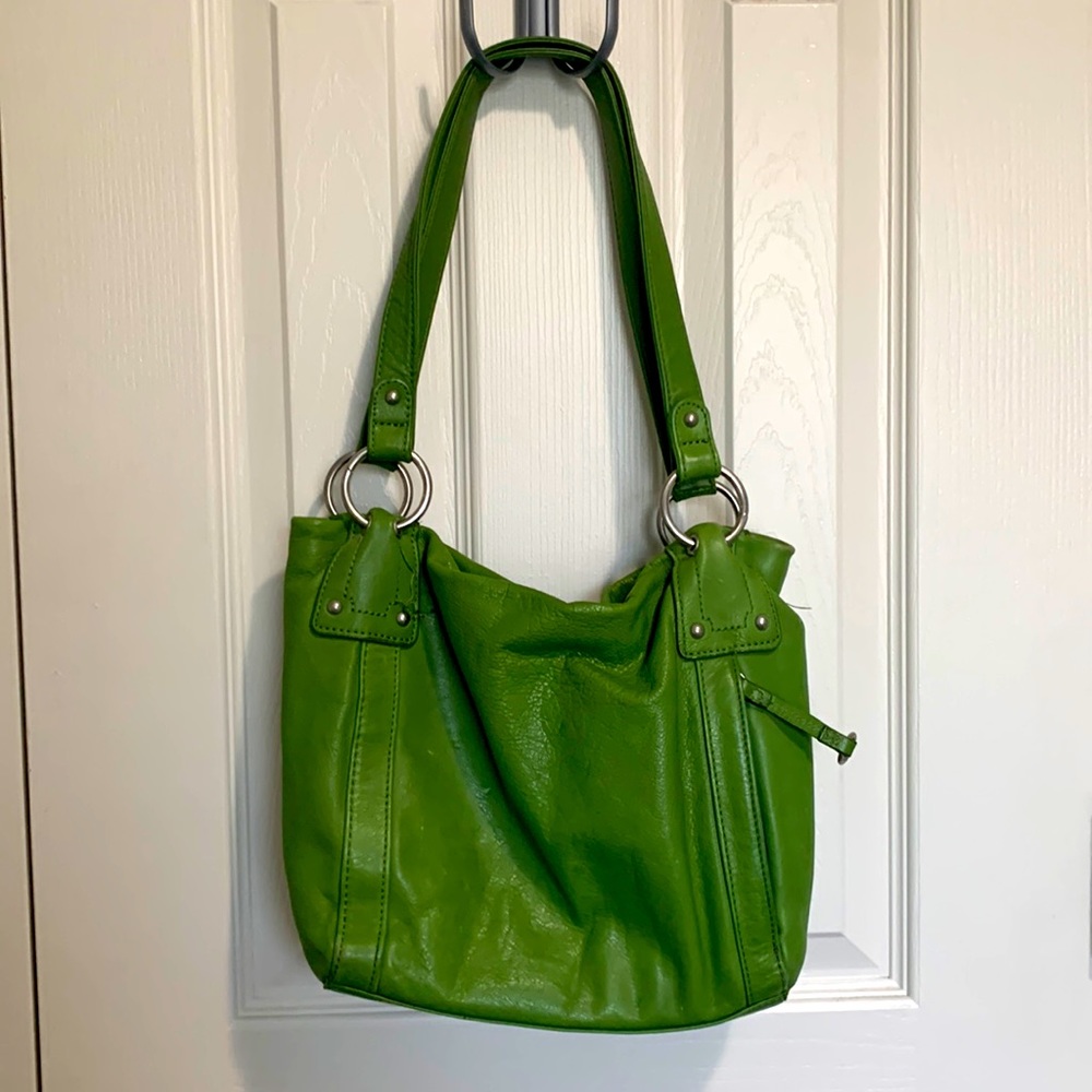 Leather, St. John’s Bay bucket purse.